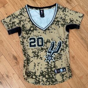 Women’s adidas Camo Spurs Ginobili Jersey - Tan and Black